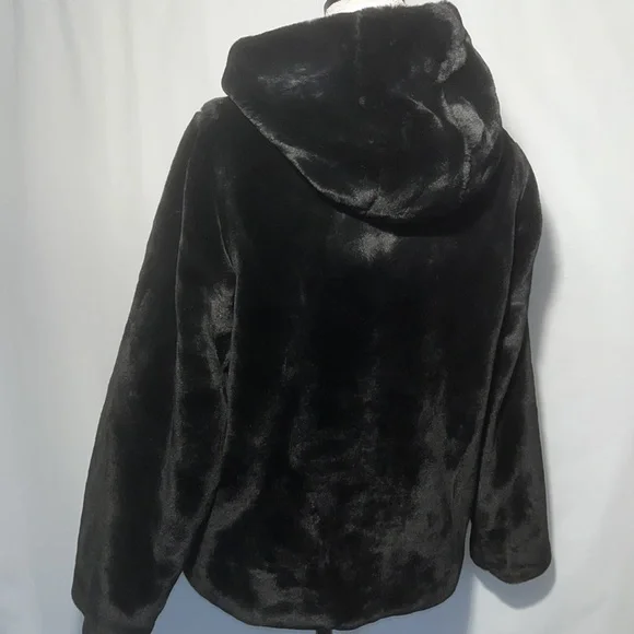 Incredibly Luxe Soft Black #FauxFur #Hoodie Coat Zip front